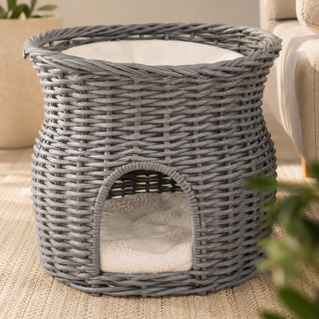 Luxury Woven Willow Cat House – 2 Tier — image 3 of 4