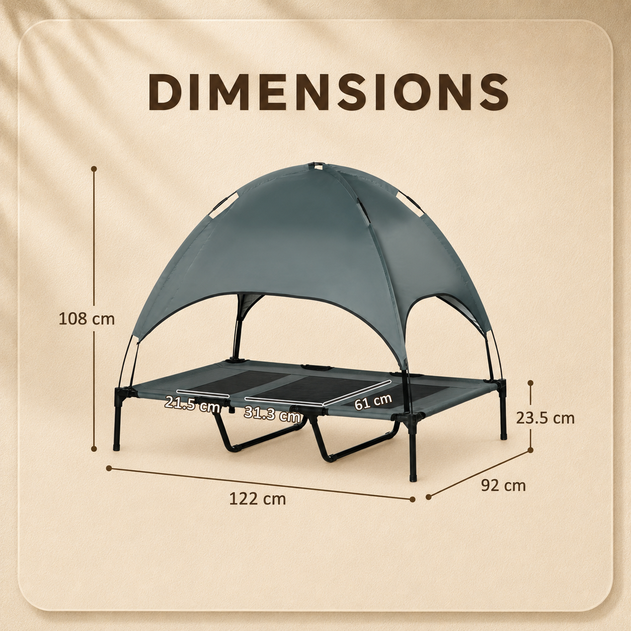 Luxury Elevated Outdoor Canopy Pet Bed – 122 cm — image 5 of 5