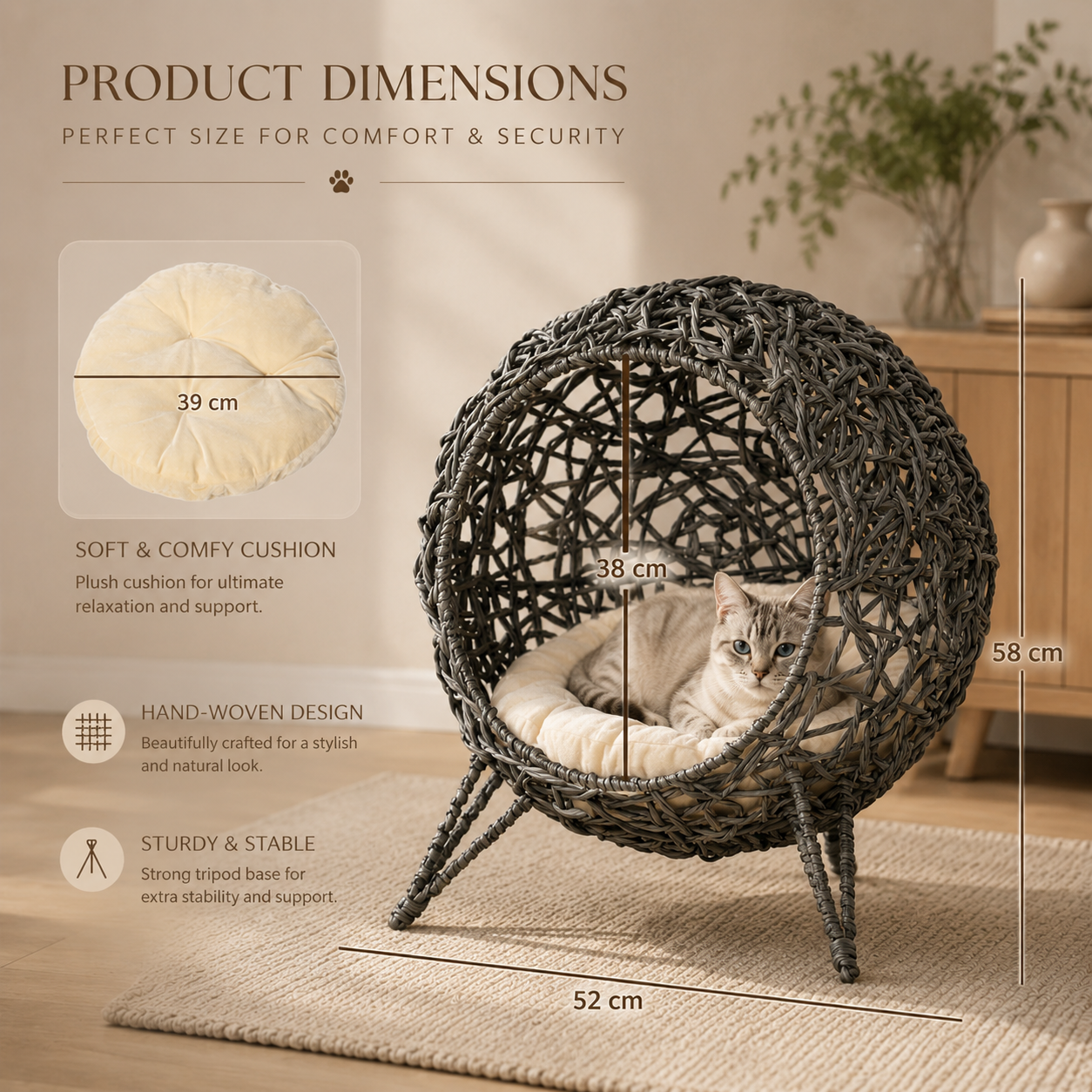 The Woven Retreat Cat Chair — Grey — image 3 of 3