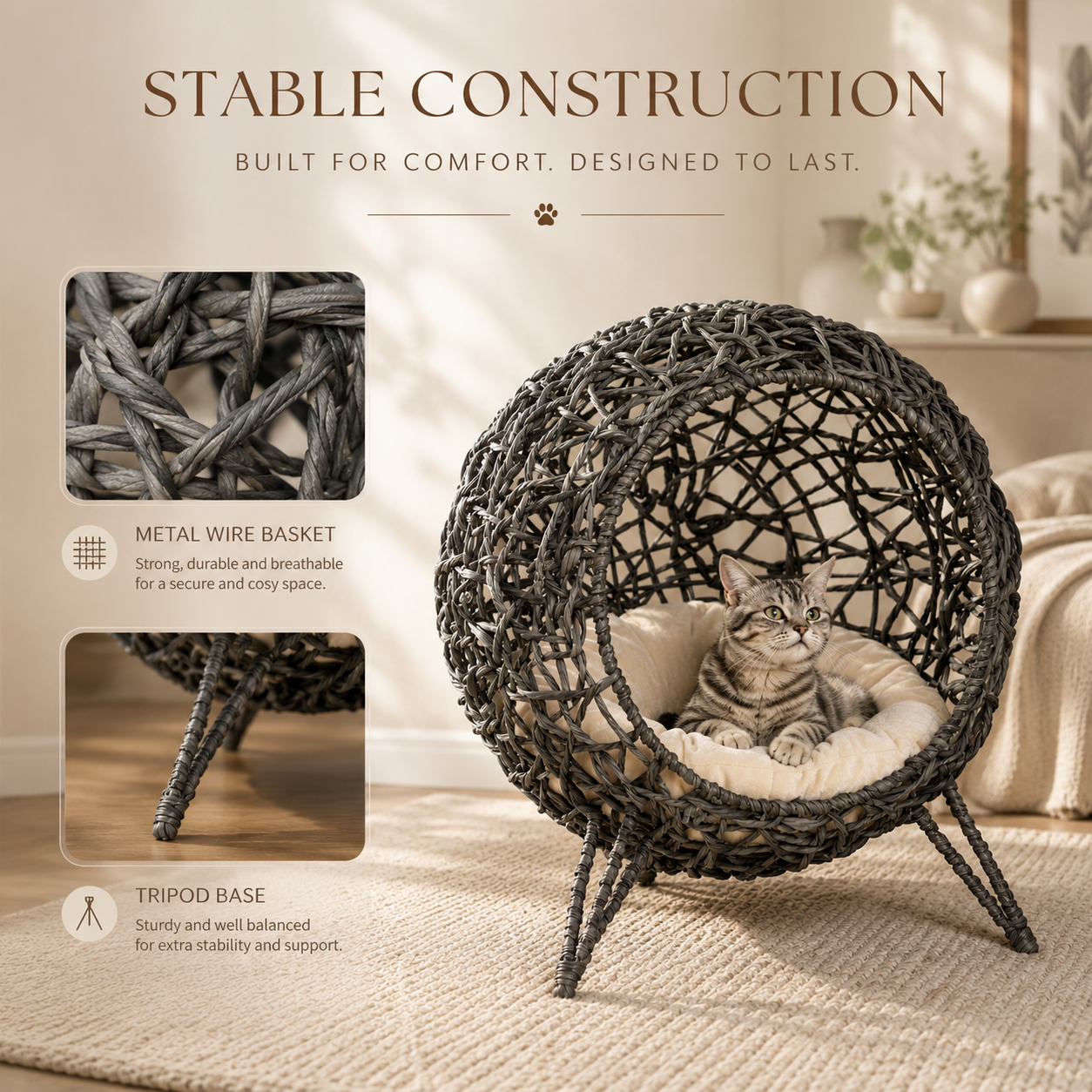 The Woven Retreat Cat Chair — Grey — image 2 of 3